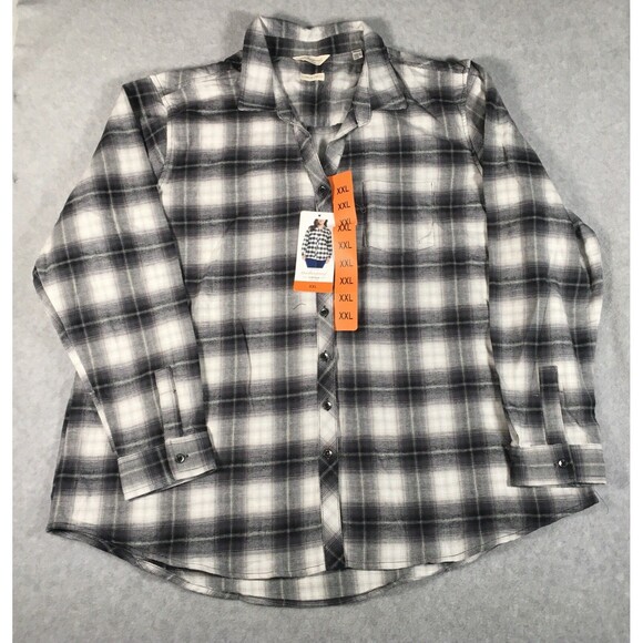 Weatherproof Vintage Ladies' XXL Long Sleeve Flannel Shirt Black/White Plaid - Picture 10 of 15